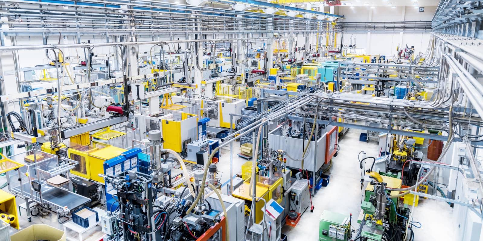 Production machinery on a modern industrial factory floor